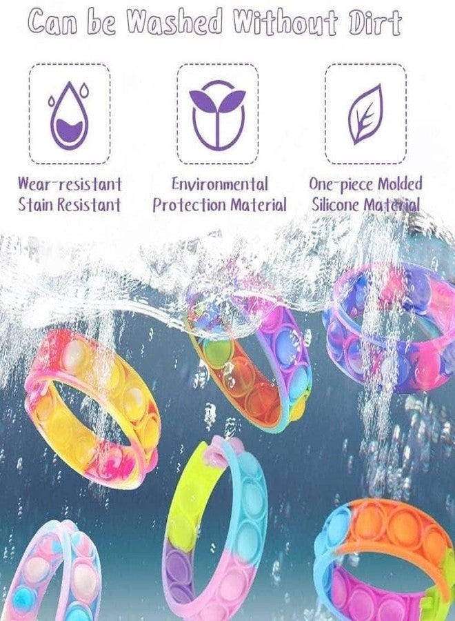 GR DESIGN® Pop it Band for Kids Children Band Hand Bracelet Multicolor Rainbow Colors Rubber Band - Set of 12 - Image 5